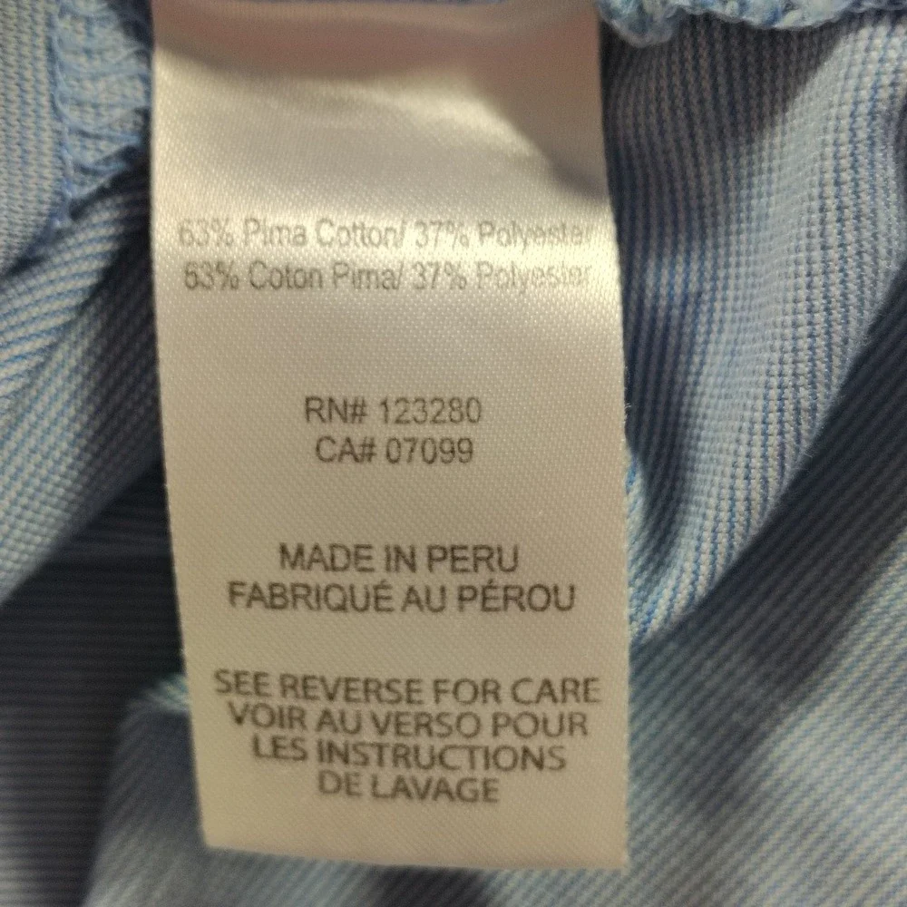 Travis Mathew Mens XXL Light Blue Micro Stripe‎ Pima Cotton Blend Polo Shirt